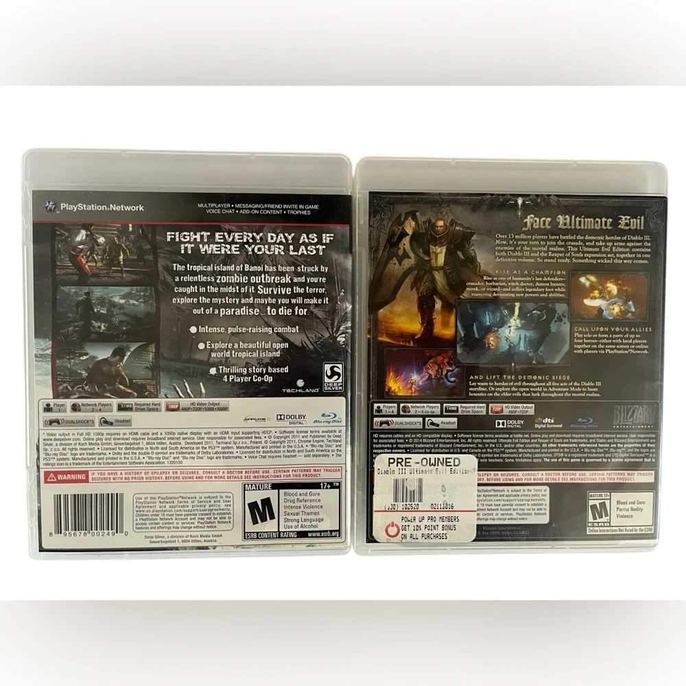 Sony PS3 Game Bundle of Two Diablo Reaper of Souls and Dead Island